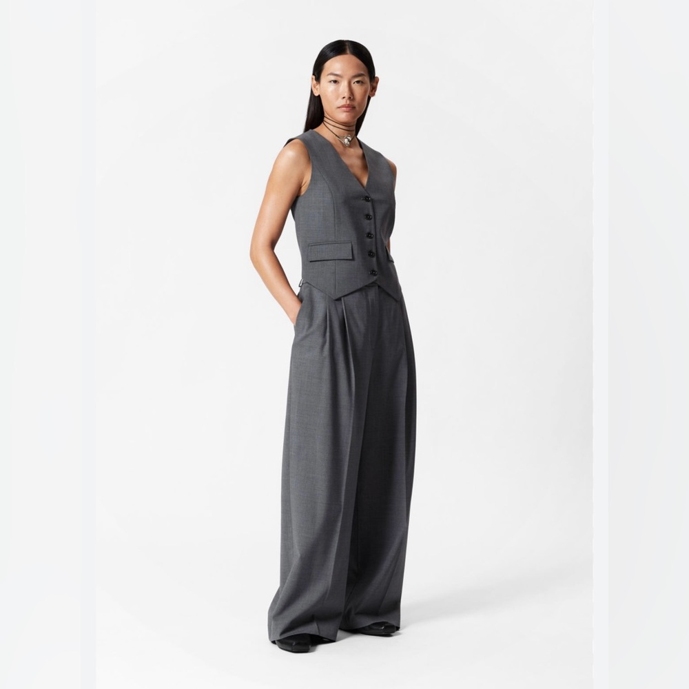 NWT Stockholm Atelier Elegant Charcoal Wide-Leg Jumpsuit